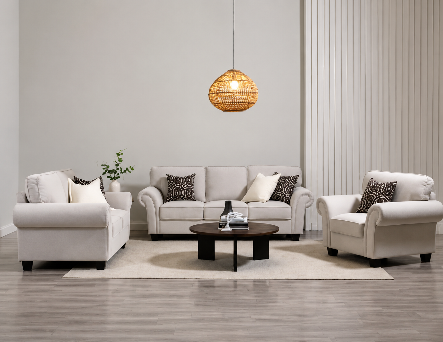17d9d5db-e806-4d5b-848a-f197d39a9c33 طقم كنب امريكي 7اشخاص قماش كتان اصلي تركي - الصورة 1